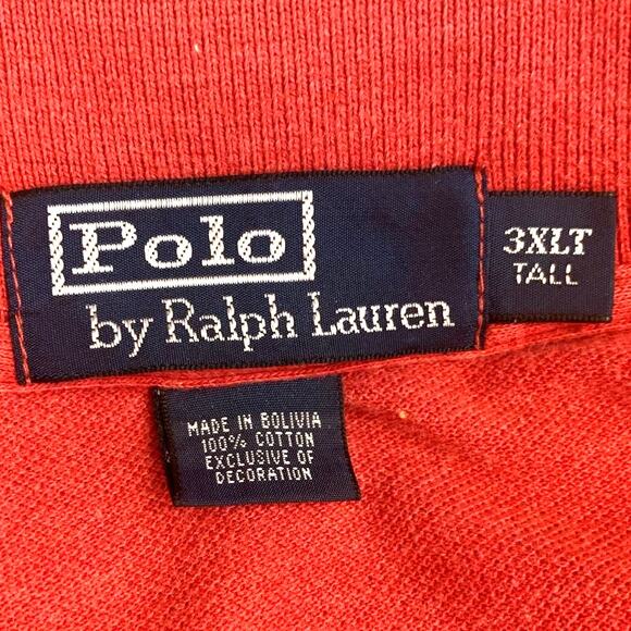 POLO by Ralph Lauren Polo Shirt 3XLT Tall Red Golf Pony Logo 100% Cotton Tennis - Picture 3 of 9